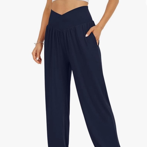 DACESLON Women's Wide Leg Casual Loose Pants Yoga Sweatpants V Crossover High Wa - Picture 1 of 8